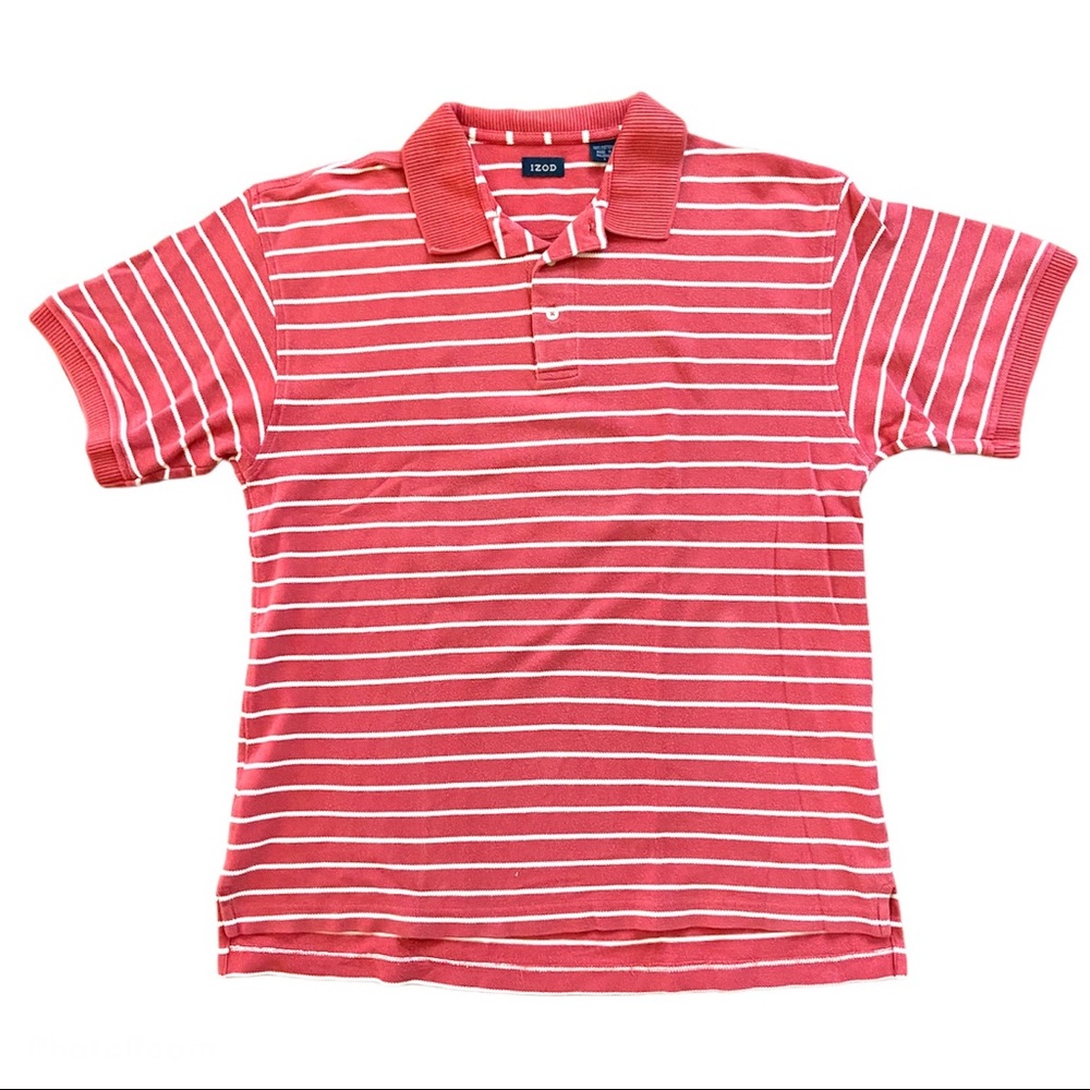 🌟3/$15🌟 Izod men’s pique red striped polo shirt